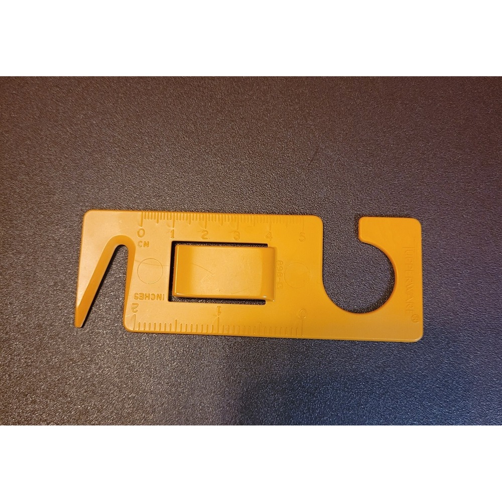 Vintage Tupperware Letter Opener Gadget Multi Tool Ruler Recipe Holder Orange